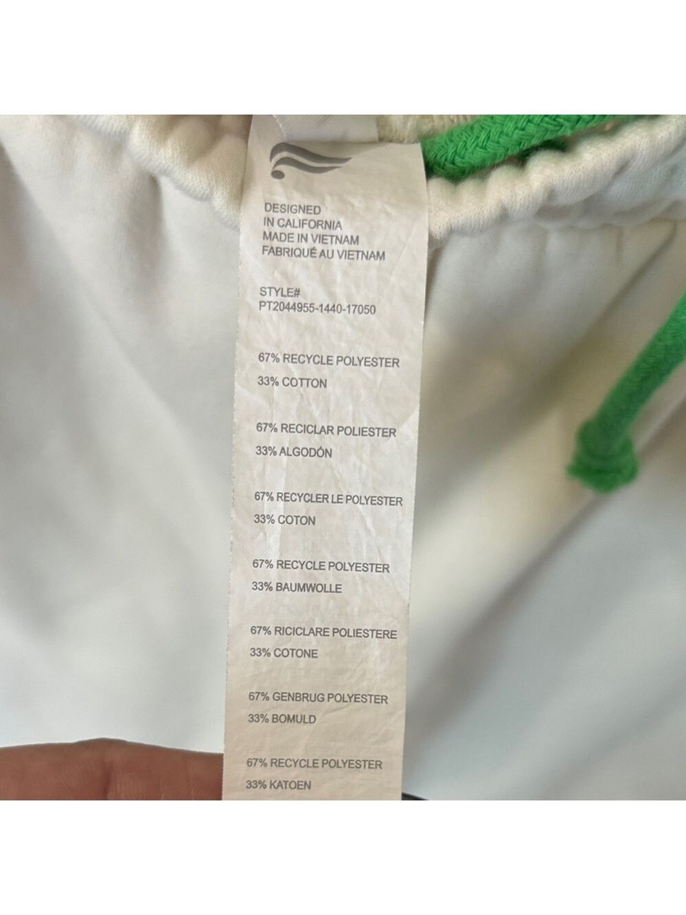 Fabletics Cream Joggers with Green Drawstring - Picture 4 of 5